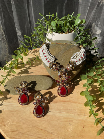 Ruby Celeste Set (Ruby Red Necklace & Earrings)