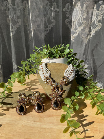 Noir Celeste Set (Black Onyx Necklace & Earrings)