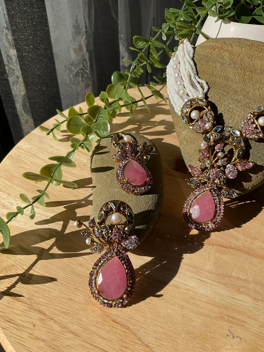 Blush Celeste Set (Soft Pink Necklace & Earrings)
