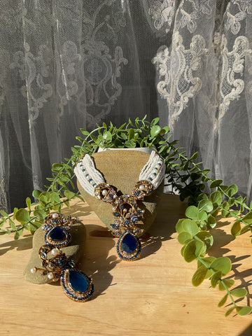 Midnight Celeste Set (Navy Blue Necklace & Earrings)